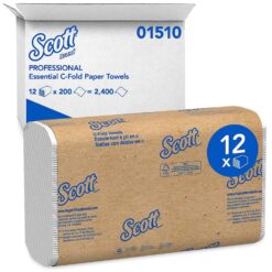 Scott Essential C Fold Paper Towels (01510) with Fast-Drying Absorbency Pockets, 12 Packs / Case, 200 C Fold Towels / Pack, White