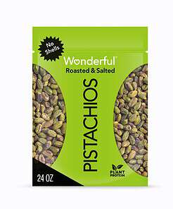 Wonderful Pistachios, No Shells, Roasted & Salted Nuts, 24oz Resealable Bag