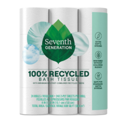 Seventh Generation White Toilet Paper 2-Ply, 24 Count, 240 Sheets, 2 Pack