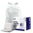 Plasticplace 6 Gallon Trash Bags, 0.7 Mil, White Drawstring Garbage Can Liners, 17