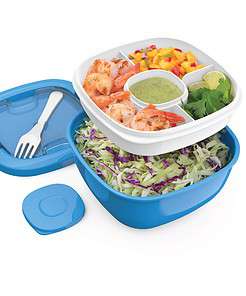 Bentgo Salad - Stackable Lunch Container with Large 54-oz Salad Bowl (Blue)