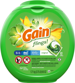 Gain flings Laundry Detergent Soap Pacs, High Efficiency, 81 Count
