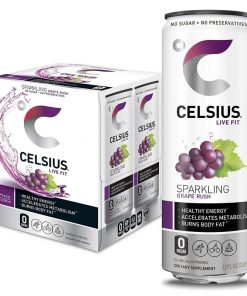 CELSIUS Sparkling Grape Rush, Fitness Energy Drink, 12 Fl Oz, Pack of 4