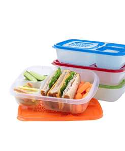 Easylunchboxes Bento Lunch Box Containers 3-Compartment, Set of 4, Classic.