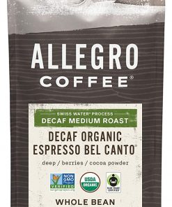Allegro Coffee Decaf Organic Espresso Bel Canto Whole Bean Coffee, 12 oz