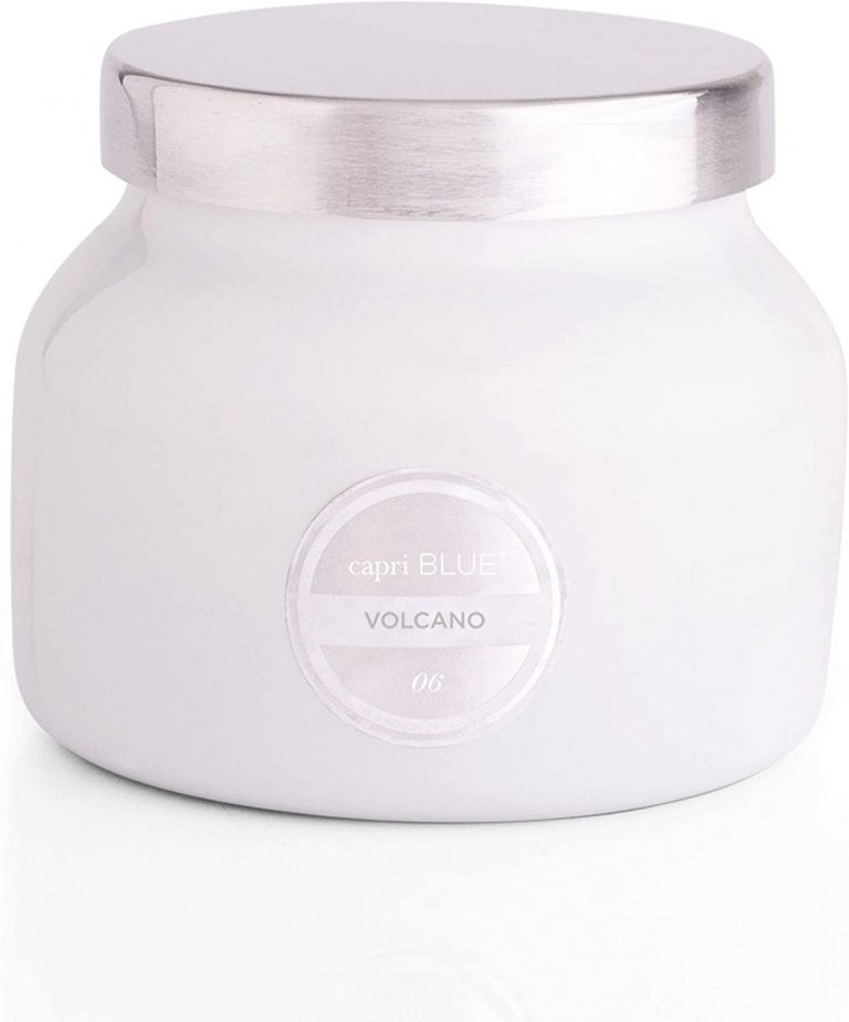 Capri Blue Petite Scented Candle with Glass Candle Holder, White