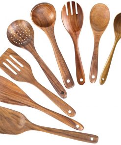 Wooden Spoons for Cooking, Nonstick Kitchen Utensil Set (Teak 8 Pack)