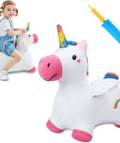 iPlay, iLearn Bouncy Pals Unicorn Hopping Horse Plush, With Pump