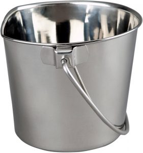 Advance Pet Products Heavy Stainless Steel Flat Side Bucket, 6Qt