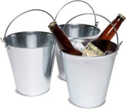 Juvale Galvanized Metal Ice Bucket Pails, 7 Inch, 3 Pack