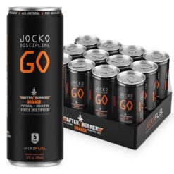 Jocko GO Energy Drink (Afterburner Orange) - KETO, Vitamin B12, Vitamin B6, Fruit Blend - 12 Pack