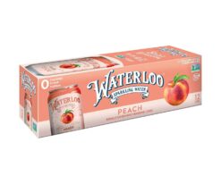 Waterloo Sparkling Water, Peach Naturally Flavored, 12 Fl Oz Cans, Pack of 12,
