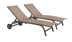 Crestlive Products Brown 2-Piece Metal Adjustable Outdoor Chaise Lounge