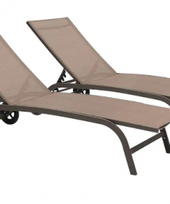 Crestlive Products Brown 2-Piece Metal Adjustable Outdoor Chaise Lounge