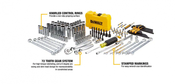 DEWALT DWMT73802 1/4 in. x 3/8 in. Drive Polished Chrome Mechanics Tool Set (142-Piece)