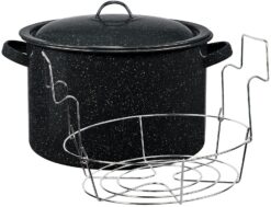 Granite Ware Enamel on Steel 11.5-Quart with lid & Jar Rack, Speckled Black