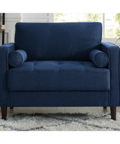 Lifestyle Solutions Lillith Mid Century Modern Chair in Navy Blue
