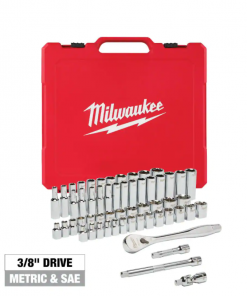 Milwaukee 48-22-9008 3/8 in. Drive SAE/Metric Ratchet and Socket Mechanics Tool Set (56-Piece)