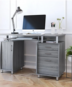 TECHNI MOBILI 48 in. Rectangular Gray 3 Drawer Computer Desk with Keyboard Tray