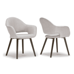 Glamour Home Adel Modern Beige Arm Chair Dining Chair with Beech Legs (Set of 2)