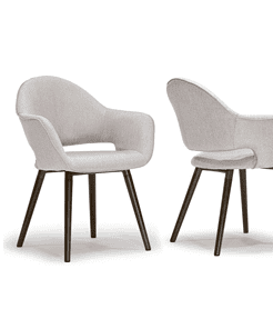 Glamour Home Adel Modern Beige Arm Chair Dining Chair with Beech Legs (Set of 2)