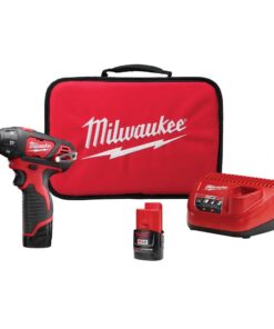 Milwaukee 2401-22 M12 12V Lithium-Ion Cordless 1/4 in. Hex Screwdriver Kit with Two 1.5Ah Batteries, Charger and Tool Bag