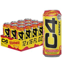 Cellucor C4 Energy Drink, Starburst Cherry, Carbonated Sugar Free Pre with no Artificial Colors or Dyes, 16 Oz