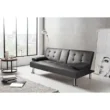 Black 66 in. Faux Leather Upholstered Convertible Folding Futon Sofa Bed 2 Cupholders