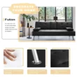 Black 66 in. Faux Leather Upholstered Convertible Folding Futon Sofa Bed 2 Cupholders