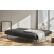 Black 66 in. Faux Leather Upholstered Convertible Folding Futon Sofa Bed 2 Cupholders