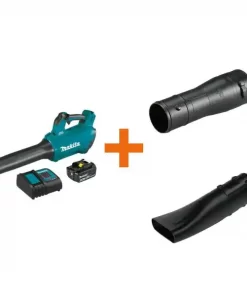 Makita XBU03SM1 116 MPH 459 CFM 18-Volt LXT Lithium-Ion Brushless Cordless Blower Kit with 191L13-5 Blower Nozzle and 197889-6 Flat End Nozzle