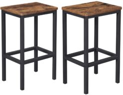 VASAGLE Bar Stools, Set of 2 Bar Chairs, Bar Stools with Footrest, Black ULBC65X