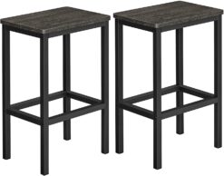VASAGLE Bar Stools, Set of 2 Bar Chairs, Kitchen Breakfast Bar Stools, Charcoal Gray and Black ULBC065B04