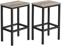 VASAGLE Bar Stools, Set of 2 Bar Chairs, Kitchen Breakfast Bar Stools, Greige and Black ULBC065B02
