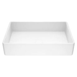 VIGO Matte Stone Magnolia Composite Rectangular Vessel Bathroom Sink, White
