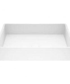 VIGO Matte Stone Magnolia Composite Rectangular Vessel Bathroom Sink, White