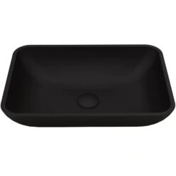 VIGO VGT1428 Matte Shell Sottile Glass Rectangular Vessel Bathroom Sink in Black