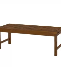 Walker Edison Furniture Company Boardwalk Dark Brown Acacia Wood Outdoor Bench