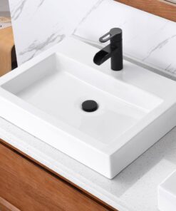 LUXIER Rectangular Bathroom Ceramic Vessel Sink Art Basin in White