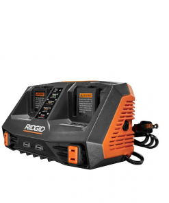 RIDGID AC840094 18V Dual Port Dual Chemistry Sequential Charger with Dual USB Ports