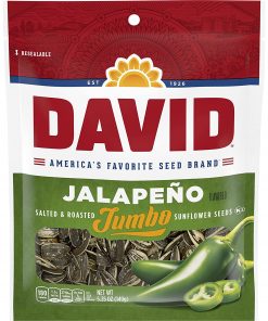 DAVID Roasted and Salted Jumbo Sunflower Seeds, Jalapeño, 5.25 Ounce (Pack of 12)
