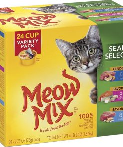 Meow Mix Seafood Selections Variety Pack Cat Food Trays, 2.75-oz, case of 24