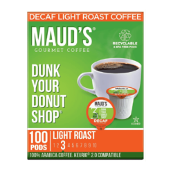 Maud's Decaf Donut Shop Coffee (Dunk Your Donut Shop), 100ct. Solar Energy Produced Recyclable Single Serve Donut Shop Decaf Coffee Pods