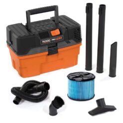RIDGID WD4522 4.5 Gallon 5.0-Peak HP ProPack Wet/Dry Shop Vacuum with Fine Dust Filter, Expandable Hose and Accessories