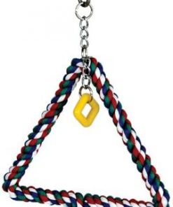 Featherland Paradise Hanging Bird Swing, Cotton Rope Wrapped, Pyramid, Small