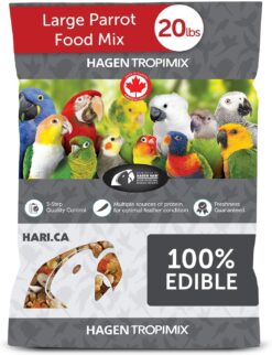 Hagen Tropimix Bird Food, HARI Large Parrot Food with Seeds, Fruit, Nuts, Vegetables, Grains, and Legumes, Enrichment Food, 20 Pound (Pack of 1)