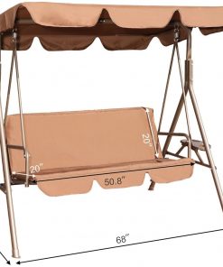 GOLDSUN Durable Outdoor 2-Seat Swing with Teapoy Weather Resistant Canopy Powder Coated Steel Frame Swinging Hammock with Removable Cushion for Patio, Balcony,Garden, Porch,Deck and Poolside(Coffee)(	BGSW-817)