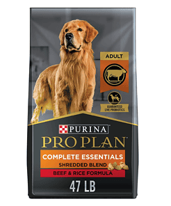 Purina Pro Plan High Protein Dry Dog Food With Probiotics for Dogs, Shredded Blend Beef and Rice Formula - 47 lb. Bag