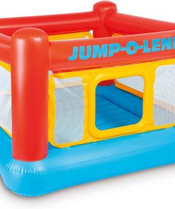 Intex Inflatable Jump-O-Lene Playhouse Trampoline Bounce House for Kids Ages 3-6 Pool Red/Yellow, 68-1/2" L x 68-1/2" W x 44" H