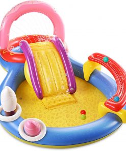 Hesung Inflatable Play Center, 115" X 70" X 44" Full-Sized Kiddie Pool with Slide, Fountain Arch, Ball Roller for Toddler, Kids, Baby, Thick Wear-Resistant Big Above Ground, Garden Backyard Water Park